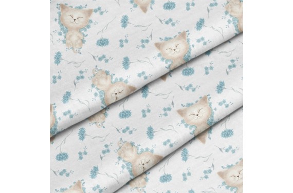 CATS ON FLOWERS FABRIC