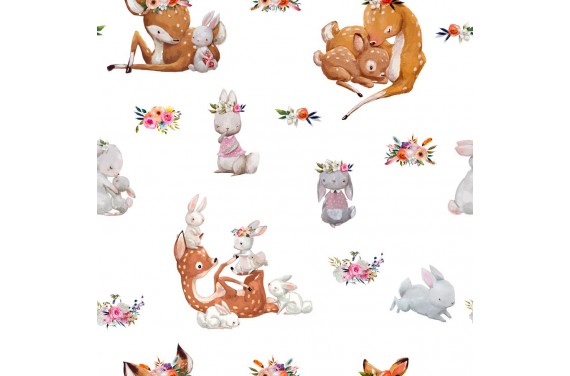 FAWN AND RABBIT FABRIC